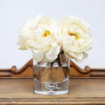 Detail view of glass texture detail from the Cream Real Touch Peony Floral Clear Glass