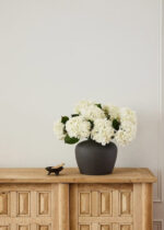 Alternate angle of the Fake Flowers Real Touch Hydrangea Touch Hydrangea Stem showing leaves along