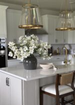 Large White Dogwood Branch and Slate Vase Design