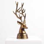 Detail view of full decorative shape from the Rustic Bronzed Gold Metal Deer Head Sculpture