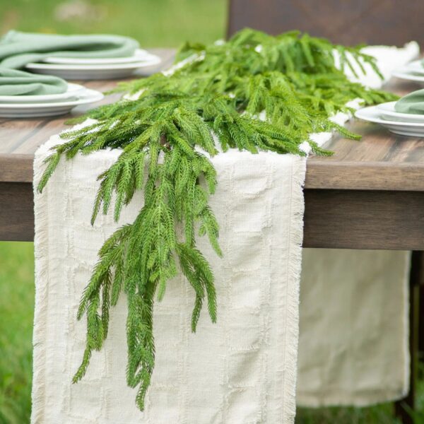 Close-up of greenery along the garland on this Norfolk Collection - Real Touch Front Door