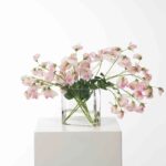 The Lifelike Sweet Pea Vines Water Glass Rectangle Vase shown in full, highlighting vase silhouette