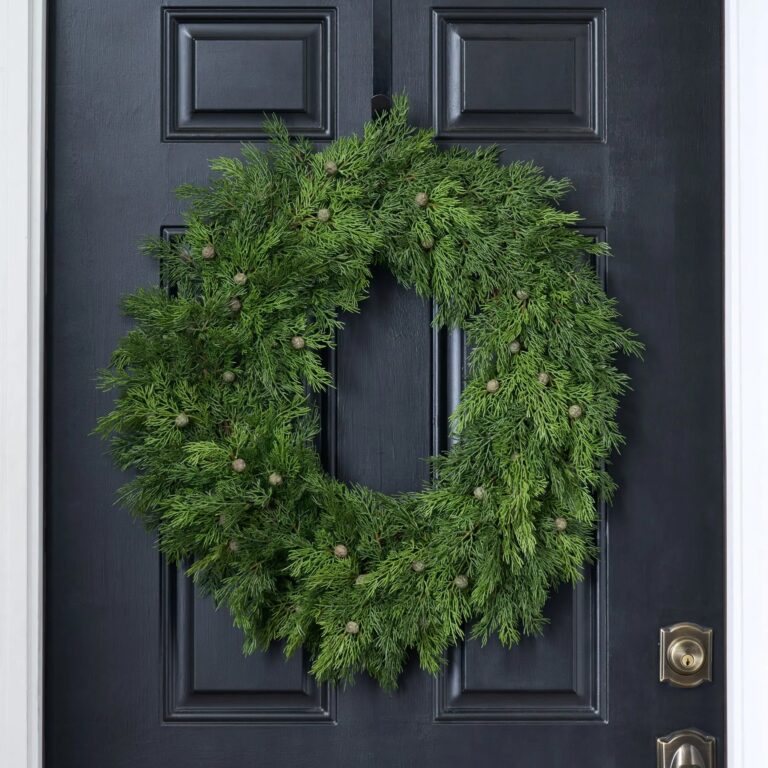 Real Touch Seeding Juniper Berry Large Christmas and Winter Front Door Wreath