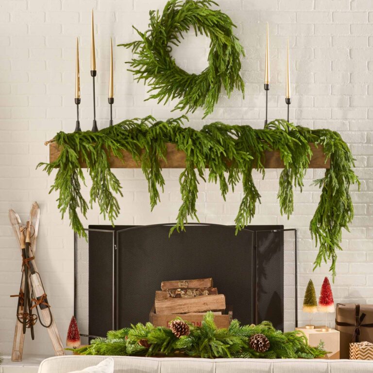 Draping Real Touch Norfolk Pine Garland Cascading Winter Greenery Christmas Decor - 4 Foot 48