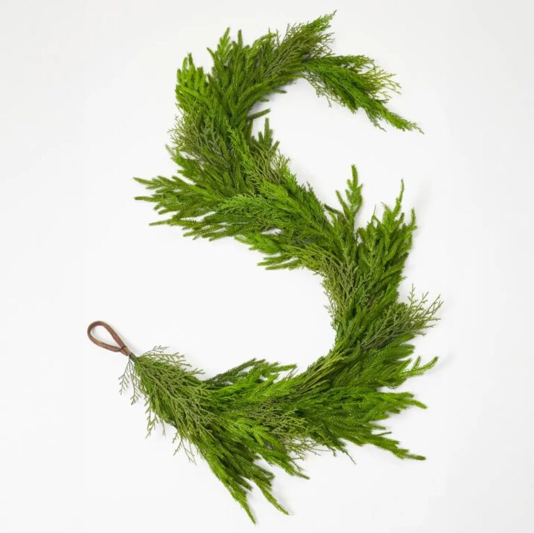 Deluxe Real Touch Winter Greenery with Cypress, Norfolk Christmas Mantel Garland Holiday Table Runner