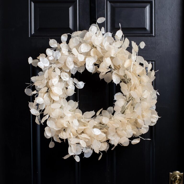 Dried Look Translucent Bleached Lunaria All Seasons Fall Wreath - Ivory