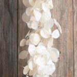 Close-up of greenery along the garland on this Dried Look Translucent Bleached Lunaria All Seasons