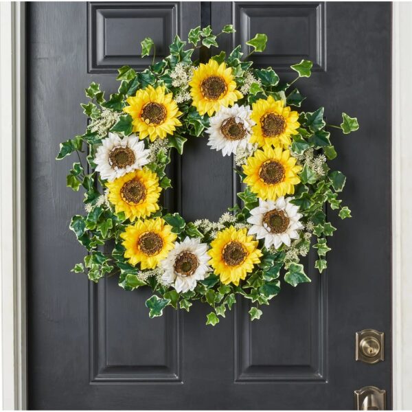 26" Faux Sunflower & Ivy Wreath - Yellow