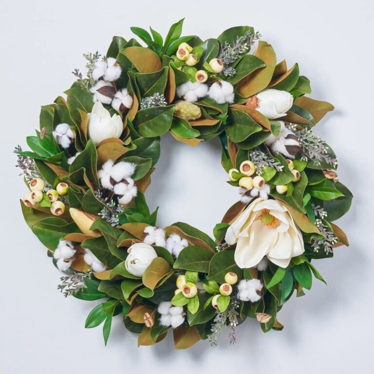 Blooming Magnolia, Cotton and Cream Berry Pods All Seasons Estate Wreath