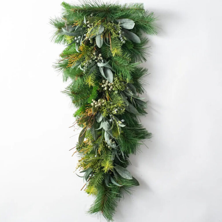 Seeded Eucalyptus and Christmas Pine Winter Teardrop Holiday Swag