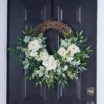White Peony, Ranunculus, Lamb's Ear, and Pepperberry Everyday Spring Front Door Wreath