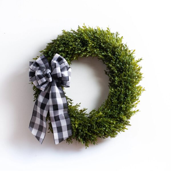 Handcrafted Boxwood Leaf Everyday All Seasons Front Door Wreath 24 inch with 3 Bow Options