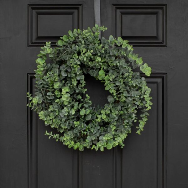 Dark Marbled Green Faux Eucalyptus Everyday All Seasons Front Door Wreath