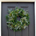 Side view of the Seeded Eucalyptus and Christmas Pine Door Holiday Wreath revealing frame and
