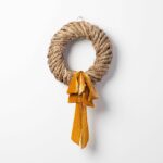 The All Season Wrapped Natural Jute Bow Option shown in full, highlighting full wreath shape