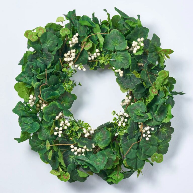 Everyday Mixed Greenery Geranium, Clover and White Berry Twig All Seasons Wreath