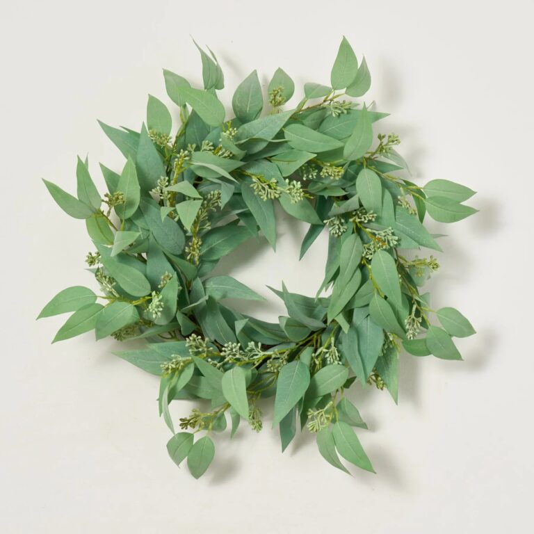 All Seasons Faux Blade Eucalyptus Leaf Everyday Front Door Wreath - Green