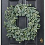 The Green Fittonia Hanger Leaf Front Door Wreath shown in full, highlighting full wreath shape