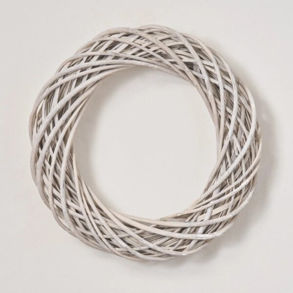 Everyday White Washed Wicker Rattan Front Door Wreath 15 inch - 15 inch