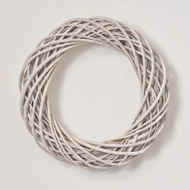 Everyday White Washed Wicker Rattan Front Door Wreath 15 inch - 15 inch