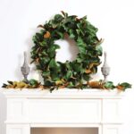 Close-up of blooms and berries on this Extra Large Classic Real Touch Door Mantel Wreath