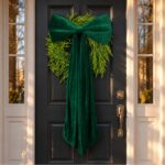 Styled lifestyle shot of 54-inch Green Velvet Bow - Extra Large