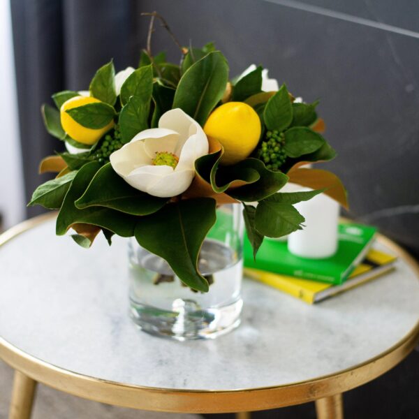 Lemon and Magnolia Blooms, Everyday Water Illusion Arrangement - Yellow
