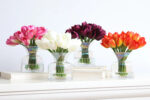 Mini Tulip Arrangement Spring Floral Water Illusion in Iridescent Vase - Pink or Orange