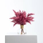 The Mauve Pink Faux Pampas Grass Glass Bud Vase shown in full, highlighting vase silhouette