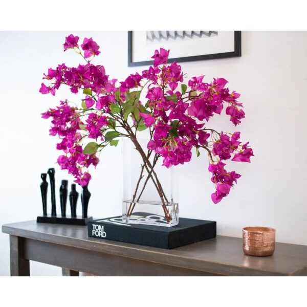 Bougainvillea Real Touch Arrangement in Glass Vase - Red