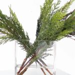 Alternate angle of the Real Touch Cedar and Branches Glass Rectangle Vase showing bloom arrangement