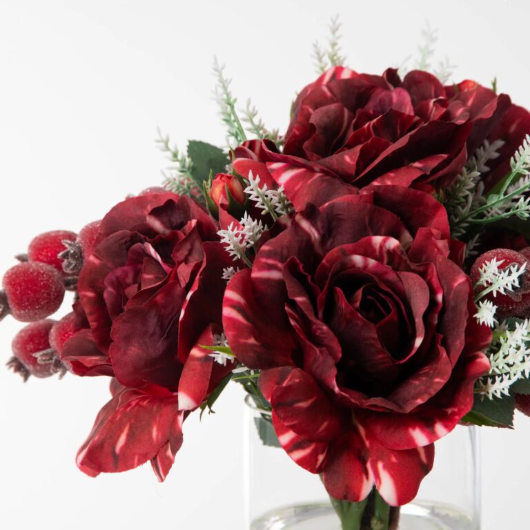 Close-up of vase silhouette detail on this Candy Cane Rose and Iced Glass Urn Vase