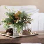 Alternate angle of the Real Touch Pine, Juniper, Water Illusion Arrangement showing bloom arrangement in