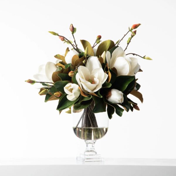 Southern Elegance Real Touch Magnolia Bloom and Bud Branch Water Illusion Arrangement