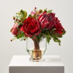 Mi Amour - Real Touch Red Peony, King Protea Christmas Floral Arrangement