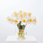 Detail view of glass texture detail from the Lifelike White Daffodils Spring Water Footed Urn