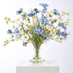 Wildflower Mixed Cosmos Bouquet In Tiered Modern Glass Vase Everyday Spring Water Illusion Arrangement