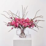 Fuchsia Magnolia Blooms and Branches Water Illusion Arrangement - Fuchsia