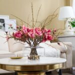 Close-up of vase silhouette detail on this Fuchsia Magnolia Blooms and Branches Water Illusion Arrangement