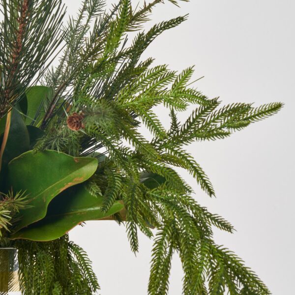 Close-up of vase silhouette detail on this Yuletide Greenery - Norfolk Painted Glass Vase Centerpiece