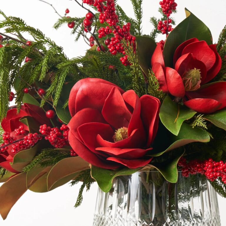 Close-up of vase silhouette detail on this Holiday Elegance - Real Touch Crystal Cut Vase