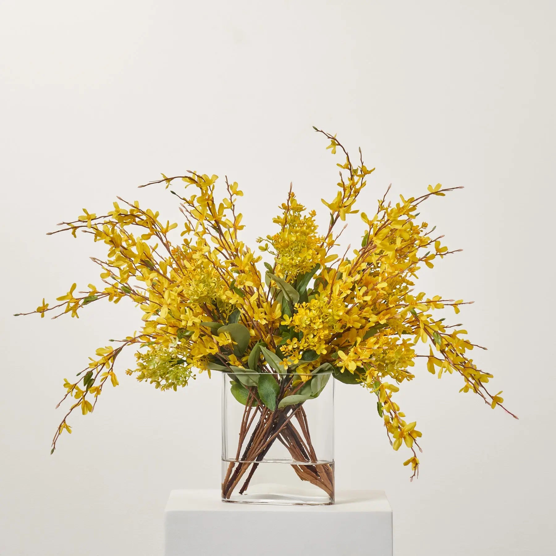 FAR1429PocketFullofSunshine-YellowFor.jpg Pocket Full of Sunshine - Yellow Forsythia Branches Oval Pocket Vase Spring Summer Floral