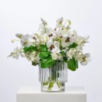 Angelic Blooms - White Lilac and Pansy Florals Water Illusion Arrangement - White