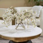 Close-up of vase silhouette detail on this White Forsythia Bloom Branches Water Illusion Arrangement