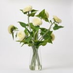 Giant Cream Teddy Bear Sunflowers in Tall Teardrop Vase Water Illusion Arrangement - Cream