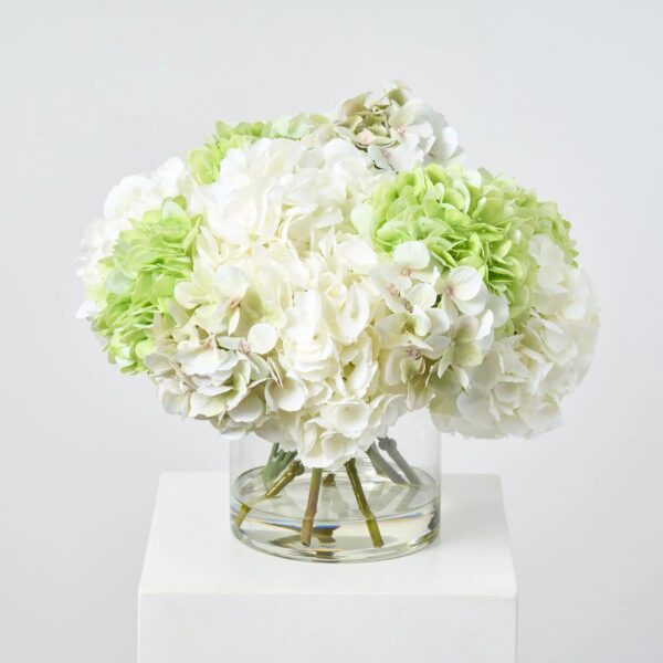 Mixed Green and Cream Summer Hydrangea Blooms Everyday Spring Water Illusion Arrangement - Green and