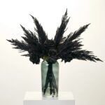 Noir Elegance - Midnight Pampas Grass and Eternal Rose Water Illusion Arrangement - Black and