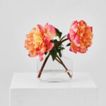 Peony Sunrise - Coral Orange Pink Full Bloom Silk Water Illusion Arrangement
