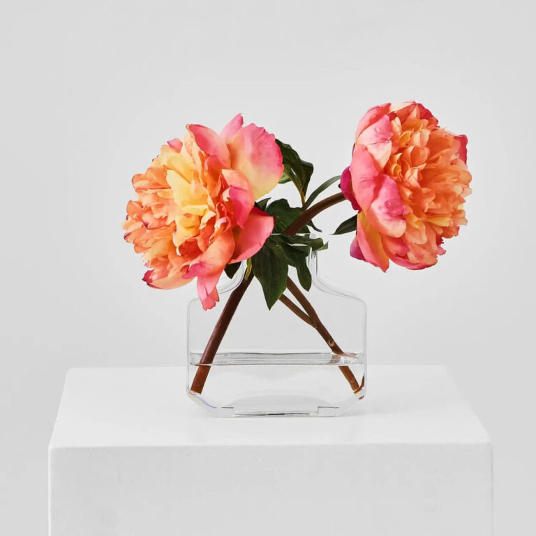 Peony Sunrise - Coral Orange Pink Full Bloom Silk Water Illusion Arrangement