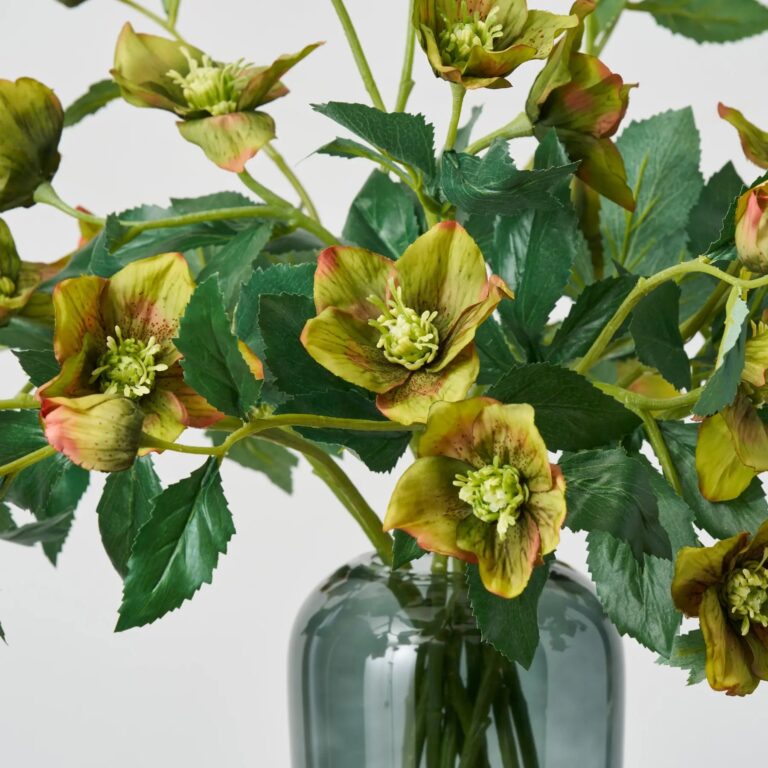 Close-up of vase silhouette detail on this The Winter Rose - Sage Water Illusion Arrangement